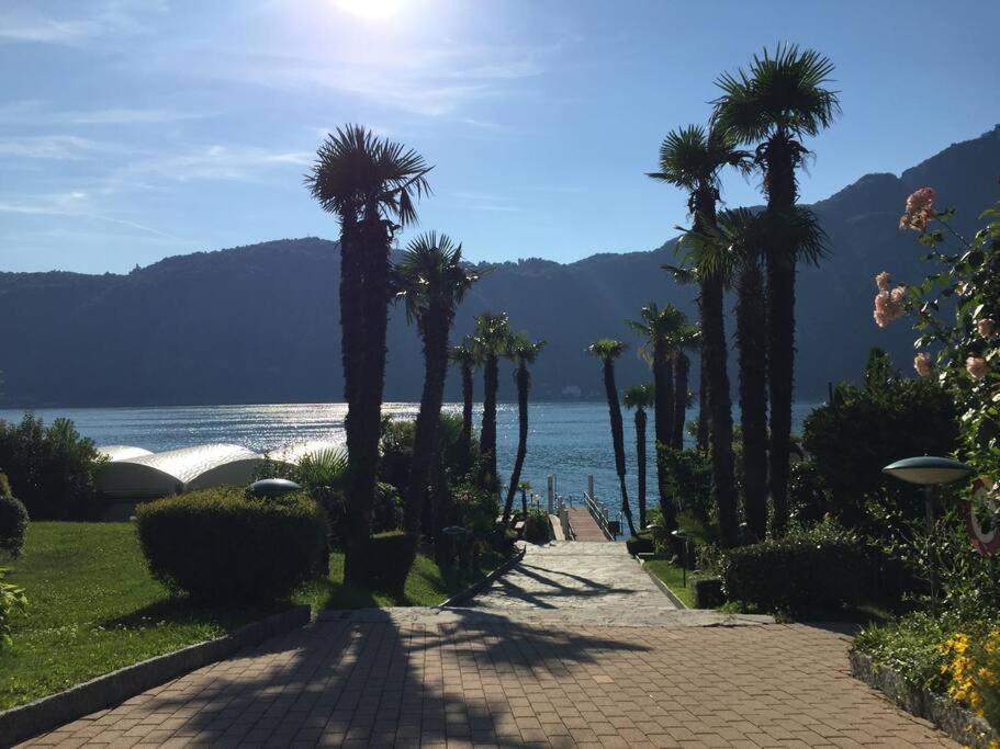 Luganersee, Pool, Strand, Parkplatz, Suite Bissone Esterno foto